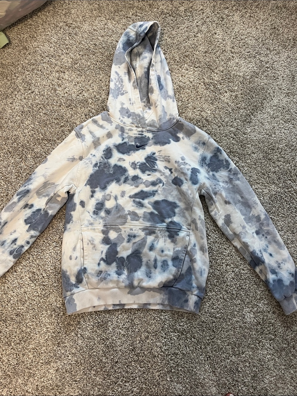 Nike Tie-Dye Hooded Sweatshirt in Blue and Cream